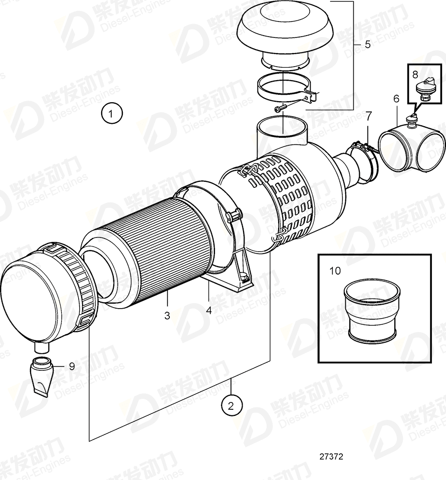 VOLVO Connecting pipe 3843752 Drawing